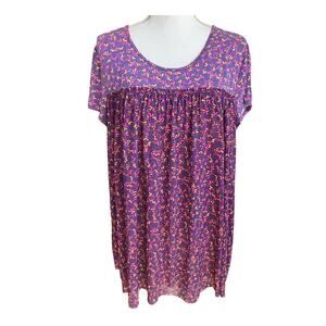Matilda Jane Purple Floral Short Sleeve Layered Top Large